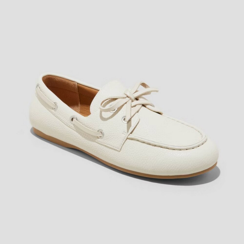 Midge Boat Shoe Flats with Memory Foam Insole - Universal Thread Off-White 9.5